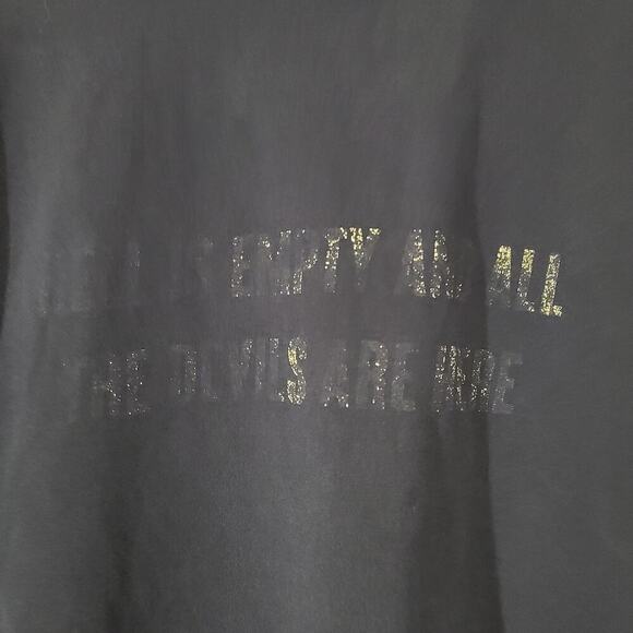 Mens Black COWBOY 100% Cotton Heavy T-Shirt L Distressed Graphic Tee Western - Picture 2 of 6